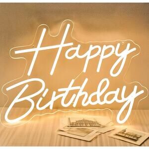 Happy Birthday Neon Sign for Backdrop, LED Happy Birthday Light Up Sign, USB